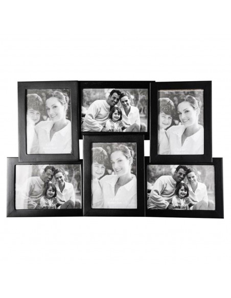 Multimarco de madera de pino para 6 fotos de 13 x 9 cm, de color negro, de 25 x 45 x 3,5 cm. Marco para varias fotos de madera o Multimarco de madera de pino para 6 fotos de 13 x 9 cm, de color negro, de 25 x 45 x 3,5 cm. Marco para varias fotos de madera o