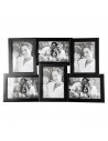 Multimarco de madera de pino para 6 fotos de 13 x 9 cm, de color negro, de 25 x 45 x 3,5 cm. Marco para varias fotos de madera o