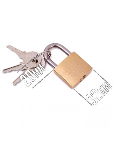 Tradineur - Candado con 3 llaves de reemplazo - Fabricado en Latón y acero - Apto para gabinete, cajones, bicicletas, etc - 5,1
