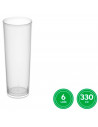 Tradineur - Pack de 6 vasos de tubo reutilizables de plástico, 100% reciclables, extra resistentes, higiénicos, apilables, aptos