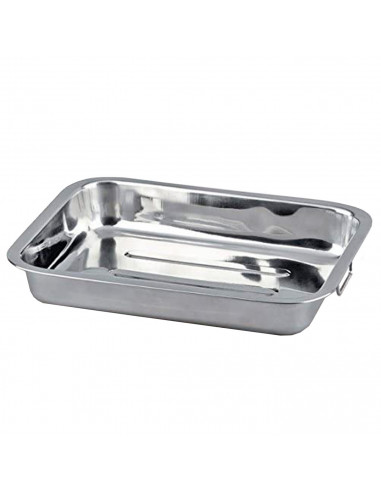 Tradineur - Bandeja para horno con asas - Fabricado en acero inoxidables - Ideal para el servicio de hostelería - 5 x 22 x 30 cm