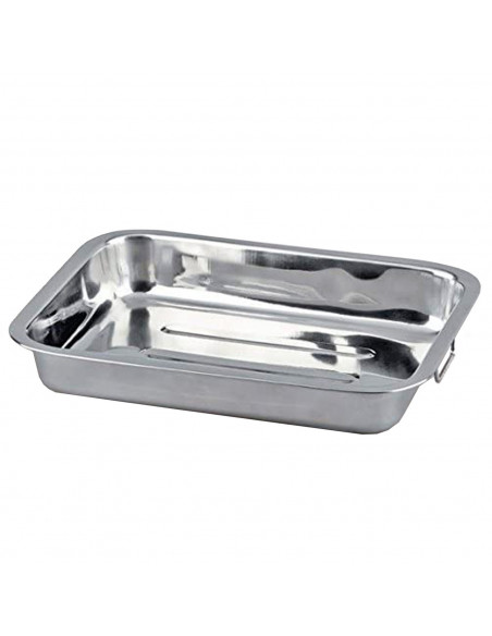 Tradineur - Bandeja para horno con asas - Fabricado en acero inoxidables - Ideal para el servicio de hostelería - 5 x 22 x 30 cm