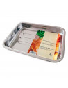 Tradineur - Bandeja para horno con asas - Fabricado en acero inoxidables - Ideal para el servicio de hostelería - 5 x 22 x 30 cm