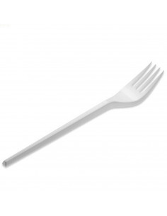 Tradineur - Pack de 100 tenedores reutilizables de plástico, 100% reciclables, extra resistentes, higiénicos, apilables, aptos p