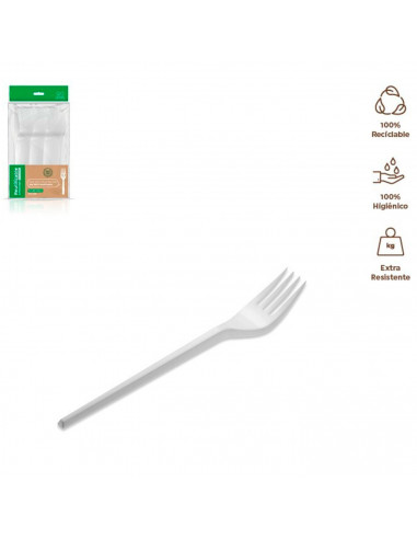 Tradineur - Pack de 100 tenedores reutilizables de plástico, 100% reciclables, extra resistentes, higiénicos, apilables, aptos p