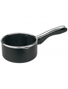 Tradineur - Cazo y cestillo freidor de Ø 18 cm - Fabricado en Acero Inoxidable - Totalmente Antiadherente - 9 x 19 x 35 cm