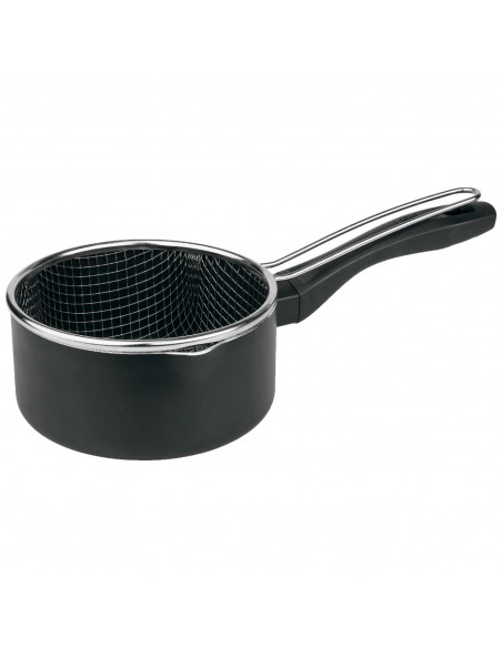Tradineur - Cazo y cestillo freidor de Ø 18 cm - Fabricado en Acero Inoxidable - Totalmente Antiadherente - 9 x 19 x 35 cm