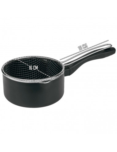 Tradineur - Cazo y cestillo freidor de Ø 18 cm - Fabricado en Acero Inoxidable - Totalmente Antiadherente - 9 x 19 x 35 cm