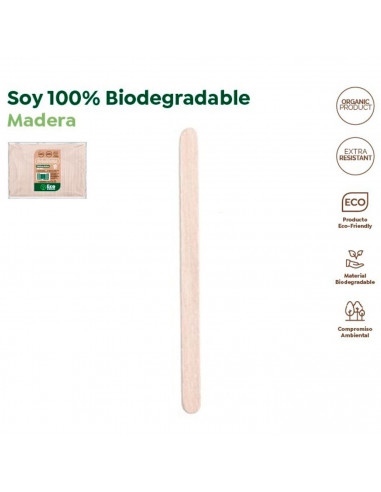 Tradineur - Pack de 100 paletinas para café de madera, biodegradables, 100% reciclables, extra resistentes, higiénicas, ecológic