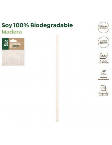 Tradineur - Pack de 100 paletinas de madera para café, biodegradables, 100% reciclables, extra resistentes, higiénicas, ecológic