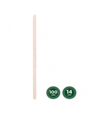 Tradineur - Pack de 100 paletinas de madera para café, biodegradables, 100% reciclables, extra resistentes, higiénicas, ecológic