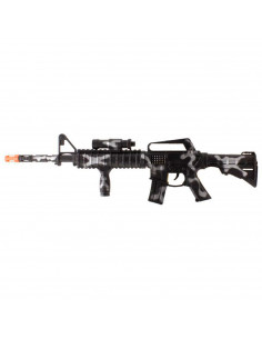 Tradineur - Metralleta de juguete con sonido por fricción, fusil de asalto, complemento para disfraz de soldado, niños, adultos,
