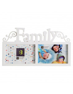 Multimarco de plástico para 2 fotos de 10 x 15 cm, de color blanco, de 18 x 32 x 1,5 cm. Marco para varias fotos de plástico de