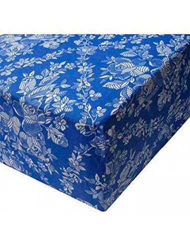 Tradineur - Funda estampada para colchón con cremallera, poliéster, flores blancas, extra suave, no encoge, protector de colchón