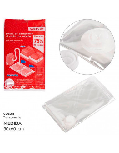 Tradineur - Bolsa salva espacio transparente, guardar ropa al vacío, almacenaje, ahorro de espacio, envasar prendas, ropa de cam