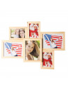 Multimarco de madera MDF para 6 fotos de distintos tamaños, de color claro, de 61,5 x 46,5 x 2 cm. Marco para varias fotos de pl