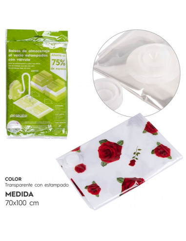 Tradineur - Bolsa salva espacio estampada, guardar ropa al vacío, ahorro de espacio, almacenaje, envasar prendas, ropa de cama,