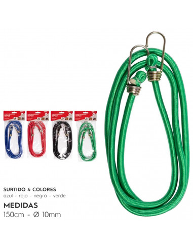 Tradineur - Pulpo trenzado elástico, incluye gancho de plástico - Longitud de 150 cm - Cuerda elástica multiusos - Fabricado en