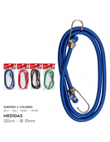 Tradineur - Pulpo trenzado elástico con gancho de plástico - Longitud de 120 cm - Cuerda elástica multiusos - Fabricado en PVC -