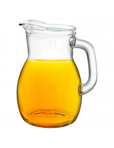 Tradineur - Jarra de cristal para servir agua, bebidas frías, limonada, té helado, zumo, transparente, resistente, frigorífico,