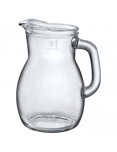 Tradineur - Jarra de cristal para servir agua, bebidas frías, limonada, té helado, zumo, transparente, resistente, frigorífico,