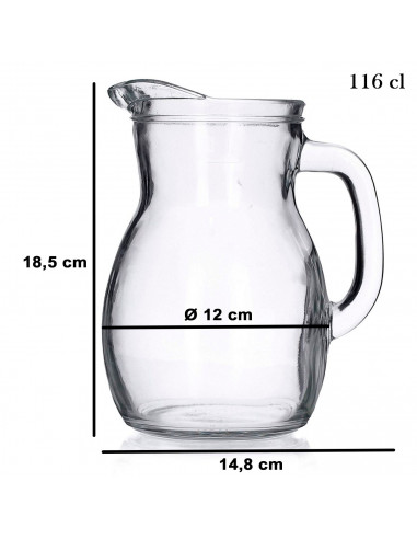 Tradineur - Jarra de cristal para servir agua, bebidas frías, limonada, té helado, zumo, transparente, resistente, frigorífico,
