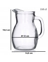 Tradineur - Jarra de cristal para servir agua, bebidas frías, limonada, té helado, zumo, transparente, resistente, frigorífico,