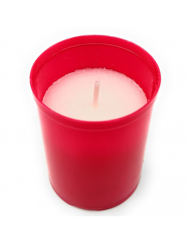 Tradineur - Velón litúrgico pequeño, vela de santo de parafina y cera vegetal, decoración de iglesias, cementerios, tumbas (Rojo