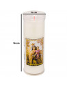 Este velón rojo de la Virgen del Carmen es ideal para decorar e iluminar iglesias y cementerios. No produce humo y mide 16 x 6 c