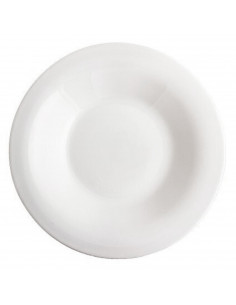 Tradineur - Plato hondo redondo Elba de vidrio opal, extra resistente, vajilla de cocina, apto para lavavajillas y microondas (B