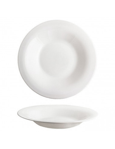 Tradineur - Plato hondo redondo Elba de vidrio opal, extra resistente, vajilla de cocina, apto para lavavajillas y microondas (B