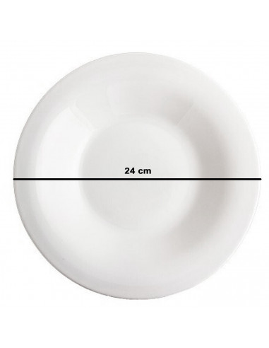 Tradineur - Plato hondo redondo Elba de vidrio opal, extra resistente, vajilla de cocina, apto para lavavajillas y microondas (B