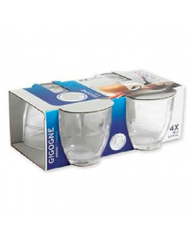 Set de 4 vasos de cristal 16 cl, pack de vasos, diseño clásico, resistentes al choque térmico, ligeros, aptos para lavavajillas,