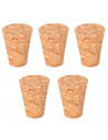Tradineur - Pack de 5 tapones cónicos de corcho para cerrar botellas de cristal, botes, frascos, vino, aceite, bares, restaurant