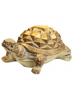 Gerimport - Tortuga de resina dorada y blanca 9 x 24 x 16 cm. Figura decorativa para hogar o jardín, regalo original