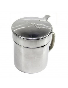 Tradineur - Grasera metálica para pescado de 9,5 cm de diámetro y 11 cm de altura, con filtro. Aceitera con colador para conserv