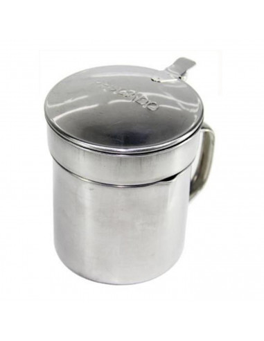Tradineur - Grasera metálica para pescado de 9,5 cm de diámetro y 11 cm de altura, con filtro. Aceitera con colador para conserv