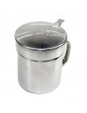 Tradineur - Grasera metálica para pescado de 9,5 cm de diámetro y 11 cm de altura, con filtro. Aceitera con colador para conserv