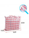 Tradineur - Bolsa plástica de rafia con cremallera y asas, reutilizable, mudanzas, almacenamiento de ropa, juguetes, mantas, 70