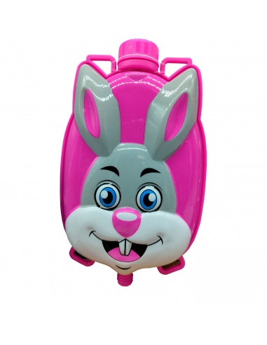 Tradineur - Mochila con pistola de agua con diseño de conejo - Fabricado en Plástico - 30,5 x 29 x 6 cm - Color Rosa