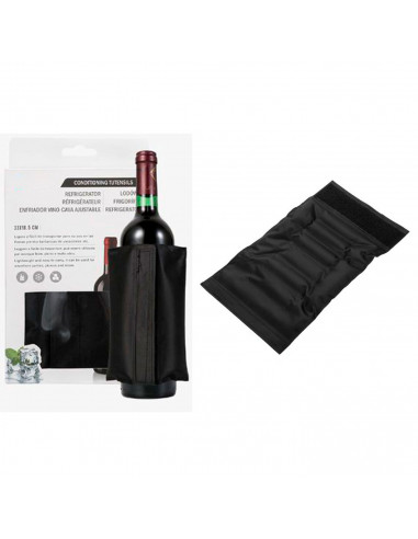 Tradineur - Enfriador de botellas de vino y cava ajustable, reutilizable, plástico y gel, cierre de velcro, funda frío impermeab