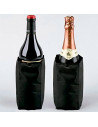 Tradineur - Enfriador de botellas de vino y cava ajustable, reutilizable, plástico y gel, cierre de velcro, funda frío impermeab