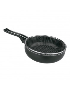 LifeStyle - Sartén freidora con cestillo freidor y escurridor, diámetro 24 cm, freidora con cesta, antiadherente