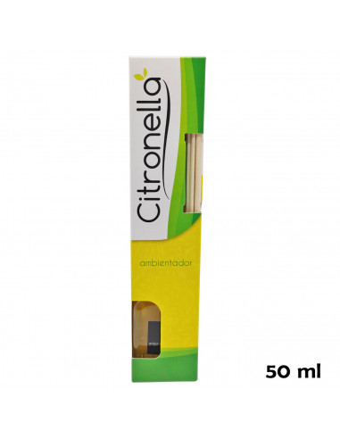 Tradineur - Ambientador con aroma de citronela, repelente de insectos, anti mosquitos, incluye 7 varillas de madera,  uso interi