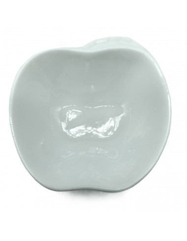 Tradineur - Cuenco con forma de manzana - Fabricado en porcelana - Apto para lavavajillas y microondas - 8 x 8 x 3 cm - Color Bl