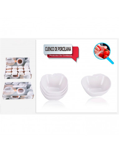 Tradineur - Cuenco con forma de manzana - Fabricado en porcelana - Apto para lavavajillas y microondas - 8 x 8 x 3 cm - Color Bl