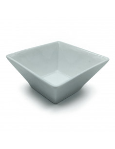 Tradineur - Cuenco con forma cuadrada - Fabricado en porcelana - Apto para lavavajillas y microondas - 4,5 x 9 x 9 cm - Color Bl
