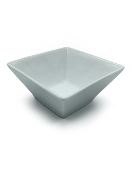 Tradineur - Cuenco con forma cuadrada - Fabricado en porcelana - Apto para lavavajillas y microondas - 4,5 x 9 x 9 cm - Color Bl