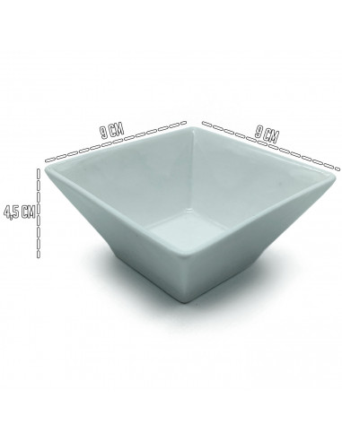 Tradineur - Cuenco con forma cuadrada - Fabricado en porcelana - Apto para lavavajillas y microondas - 4,5 x 9 x 9 cm - Color Bl