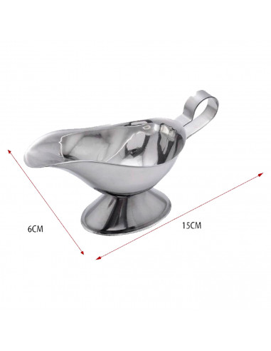Tradineur - Salsera Aladino con asas de acero Inoxidable - Fabricado en España - Utensilio para la cocina - 8,5 x 15 x 6 cm